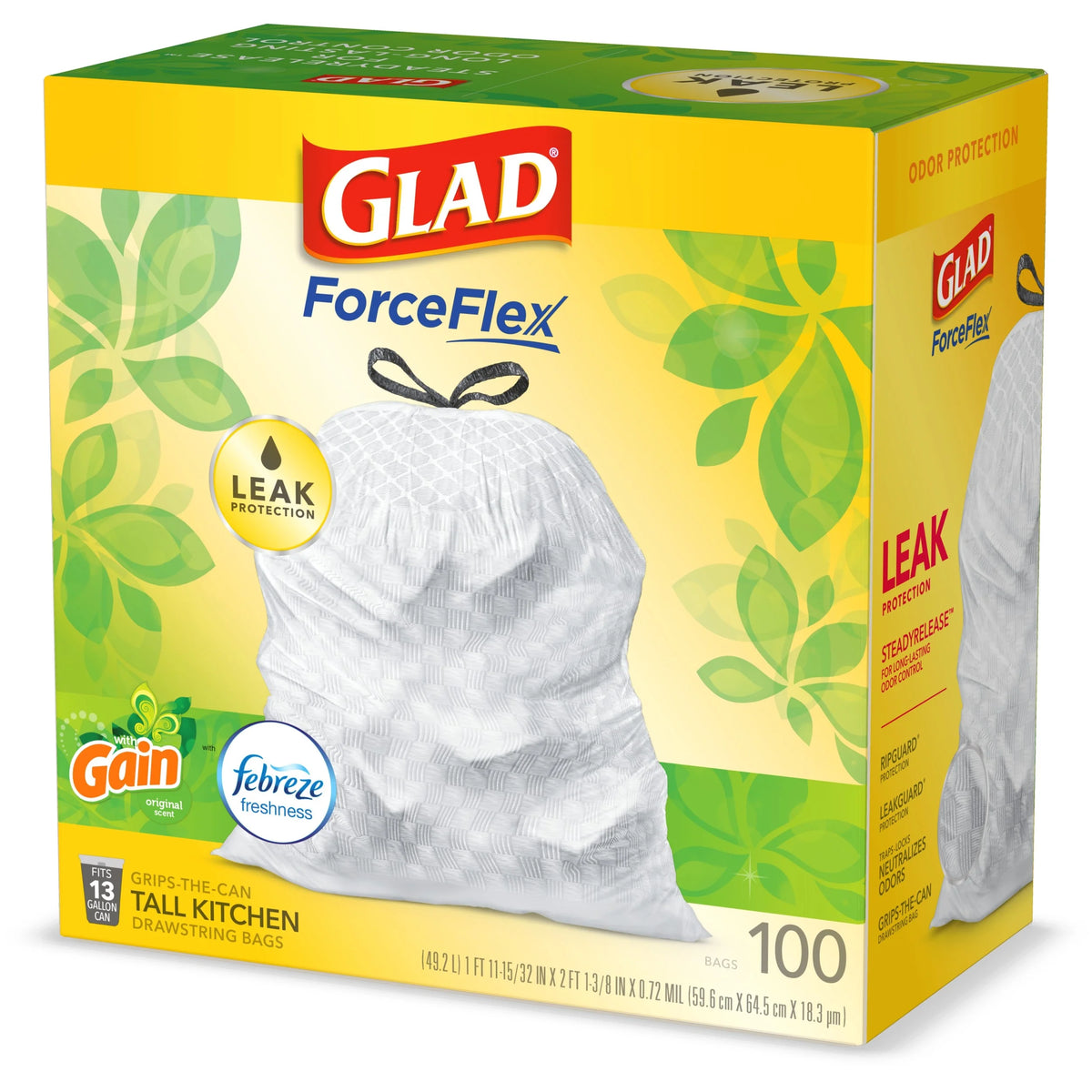 Tall Kitchen Drawstring Trash Bags, 13 Gallon White, 100 Count X27242