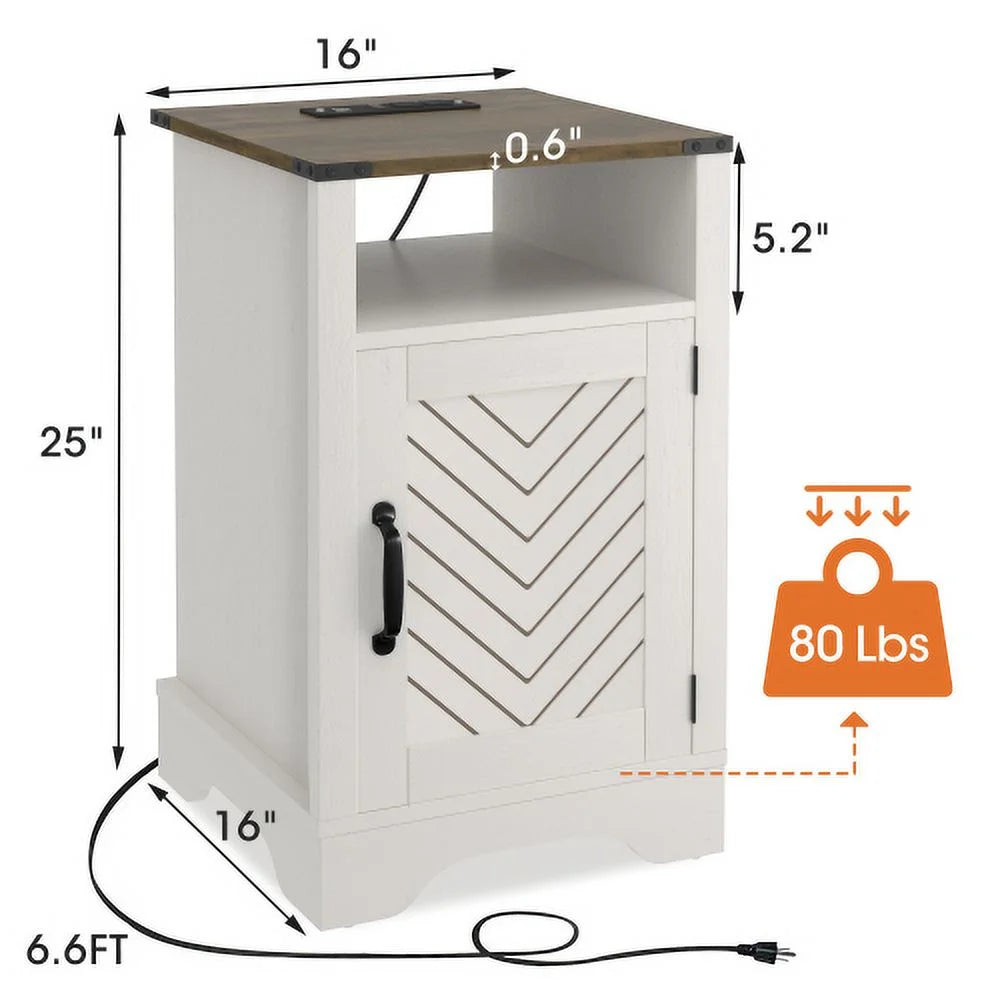 White & Oak Farmhouse Nightstand V307