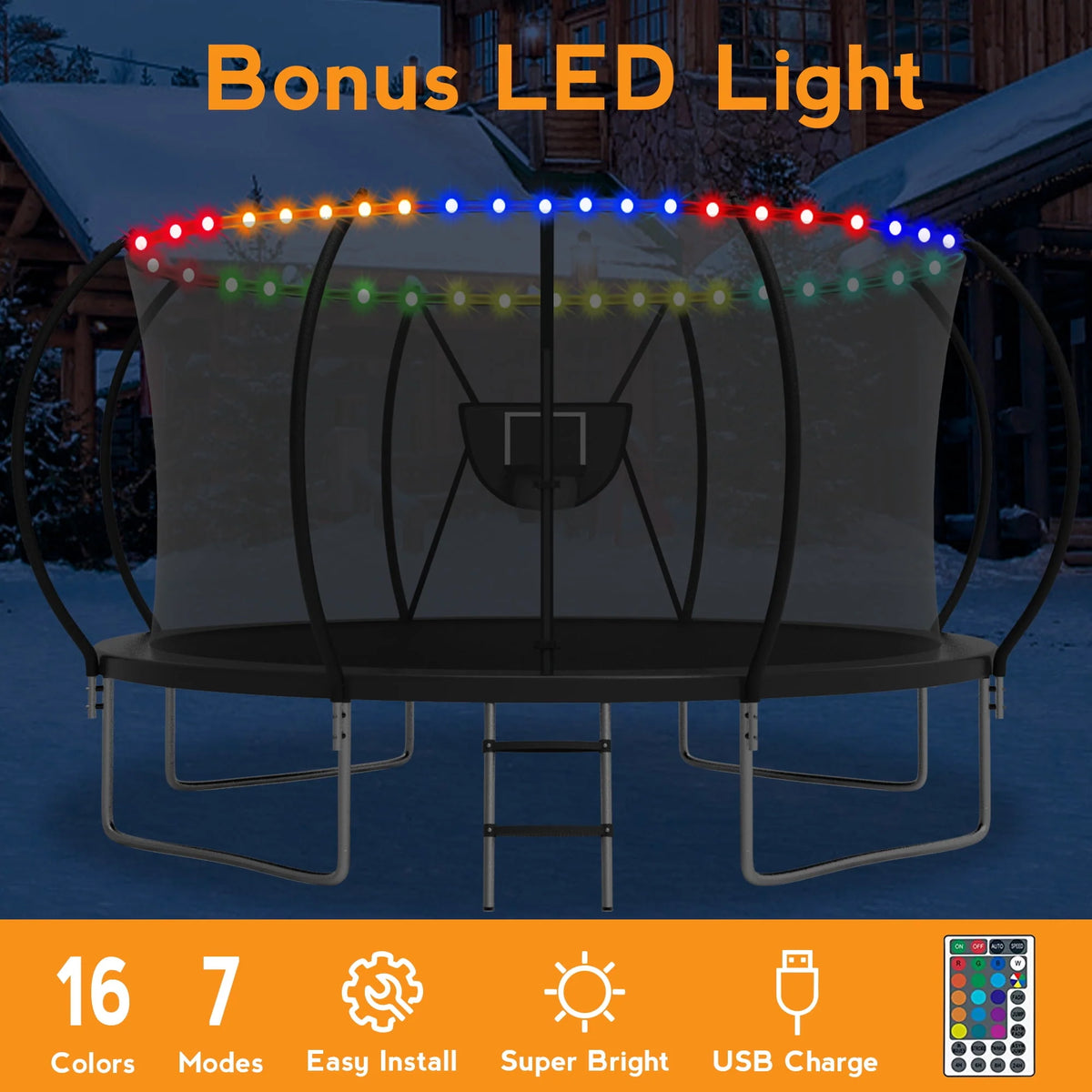 10FT Trampoline with Basketball Hoop & Light H3647