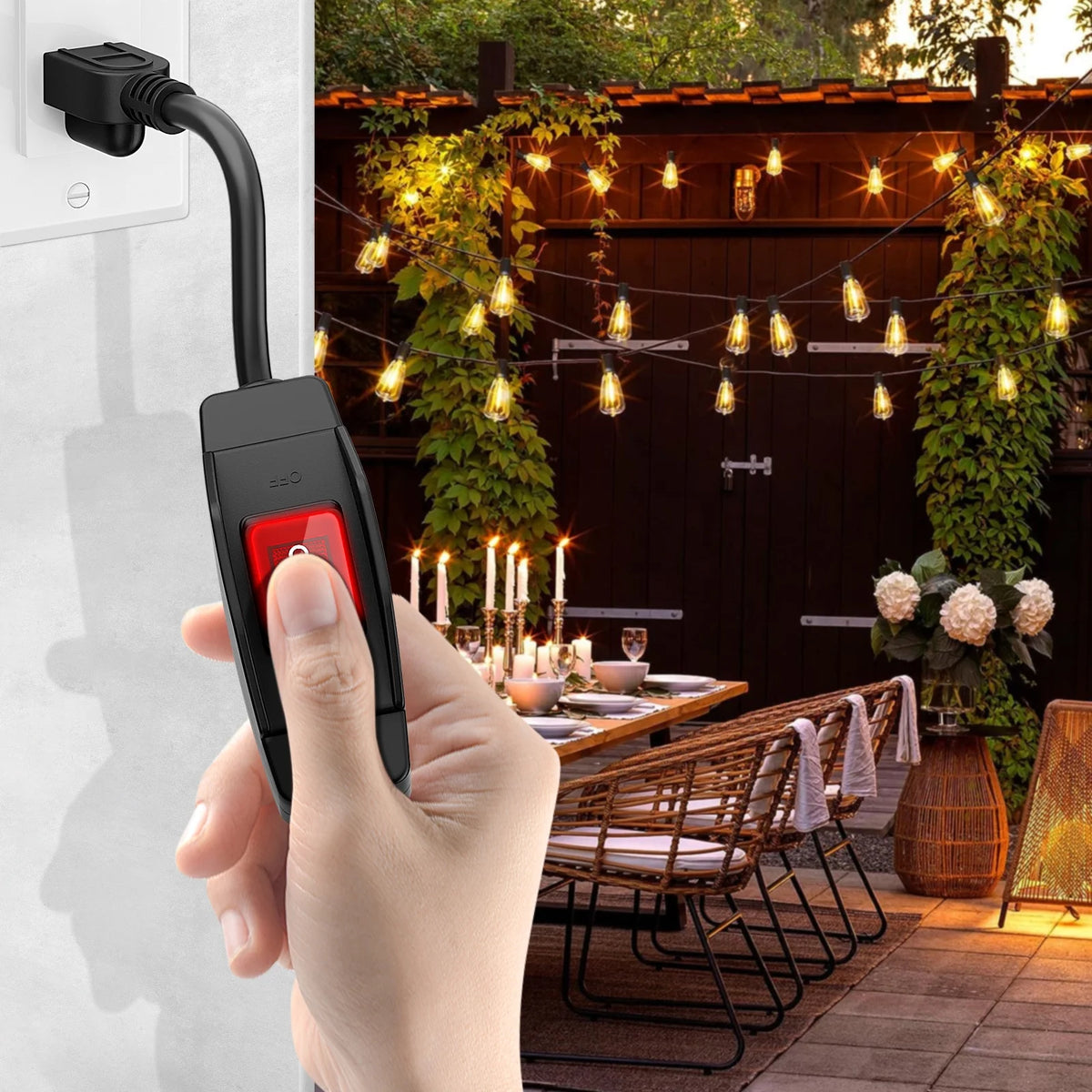 12 FT Extension Cord with Waterproof Switch, 1875W 15A 125V T8724