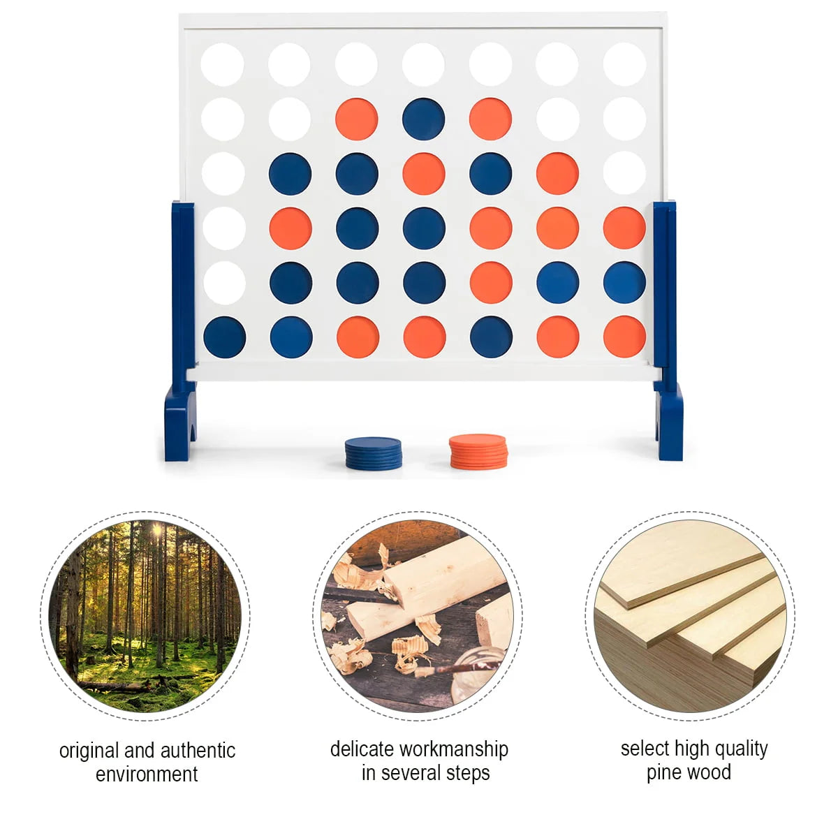 4 In A Row Game Wood Board with Carrying Bag Q7623