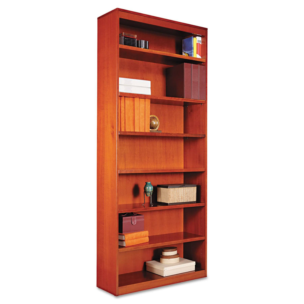 Square Corner Wood Bookcase Seven-Shelf Medium Cherry U7968