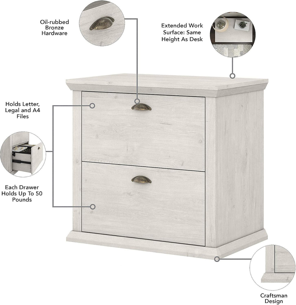 White Oak 2 Drawer Lateral File Cabinet B203