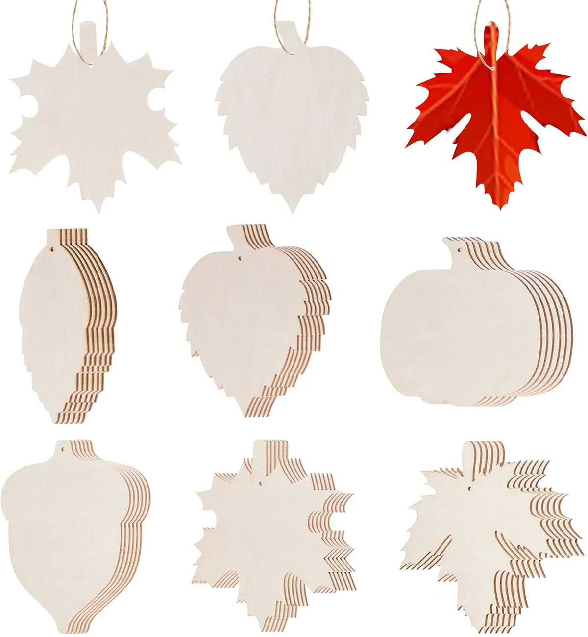 60 Pieces Maple Leaf Wood Craft Cutout P842