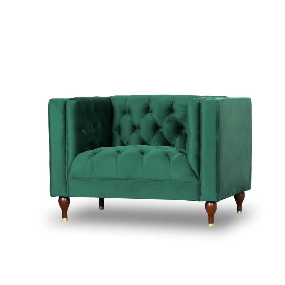 Dark Green Tufted Velvet Armchair Q9105