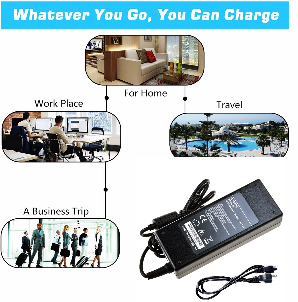 Compatible AC / DC Adapter Replacement 12V DC Power Supply Cord Cable Charger K9185