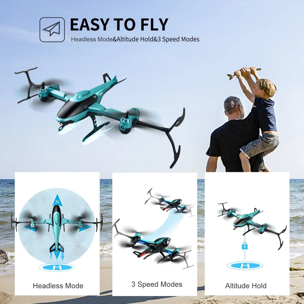 RC Helicopter Drone with 1080P HD Camera Blue S3563