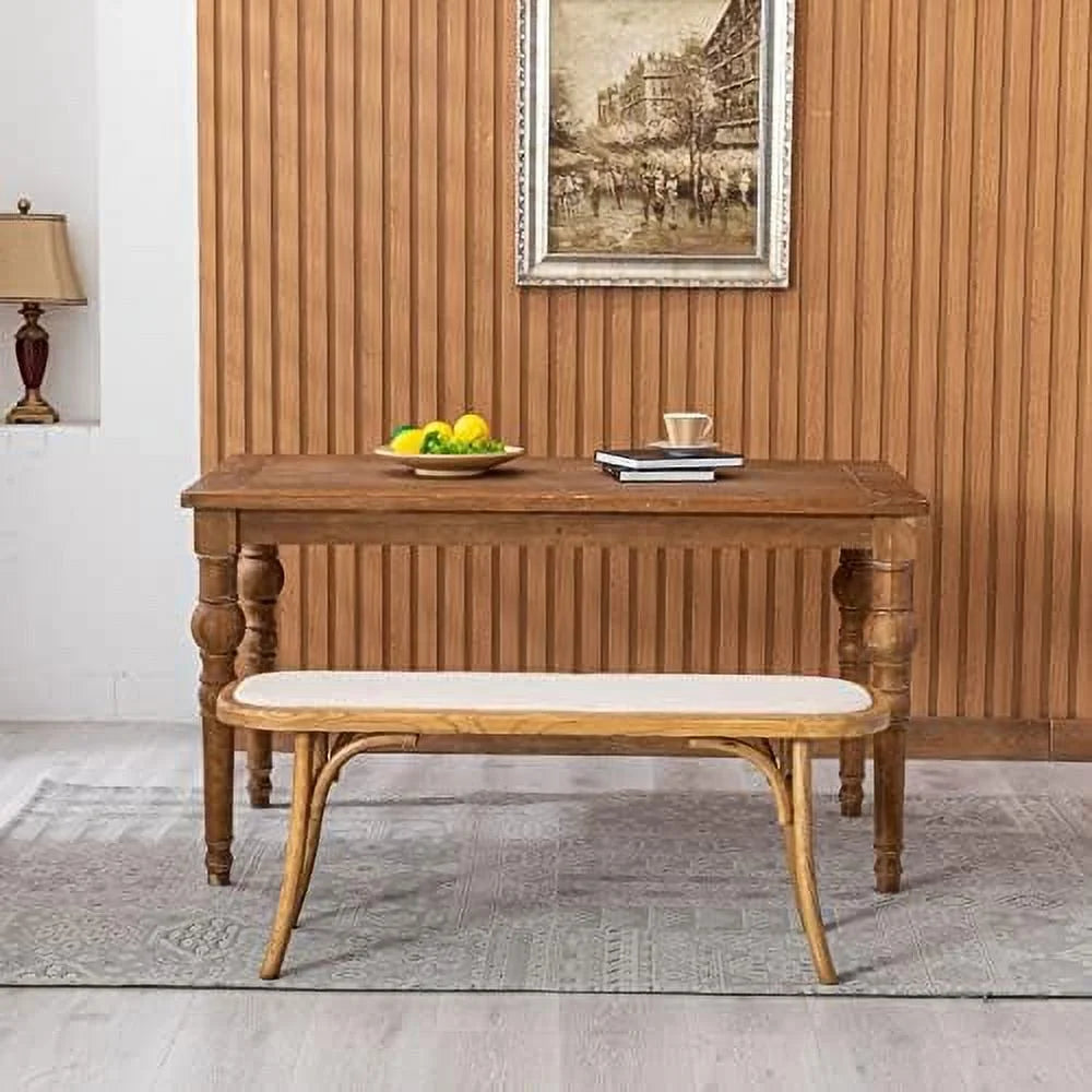 Black Wood Dining Bench with Rattan Seat X602