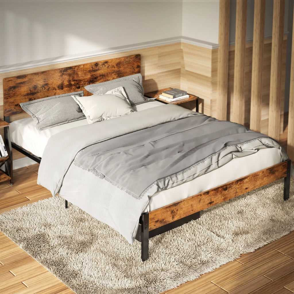 Queen Platform Bed Frame with Headboard O4179