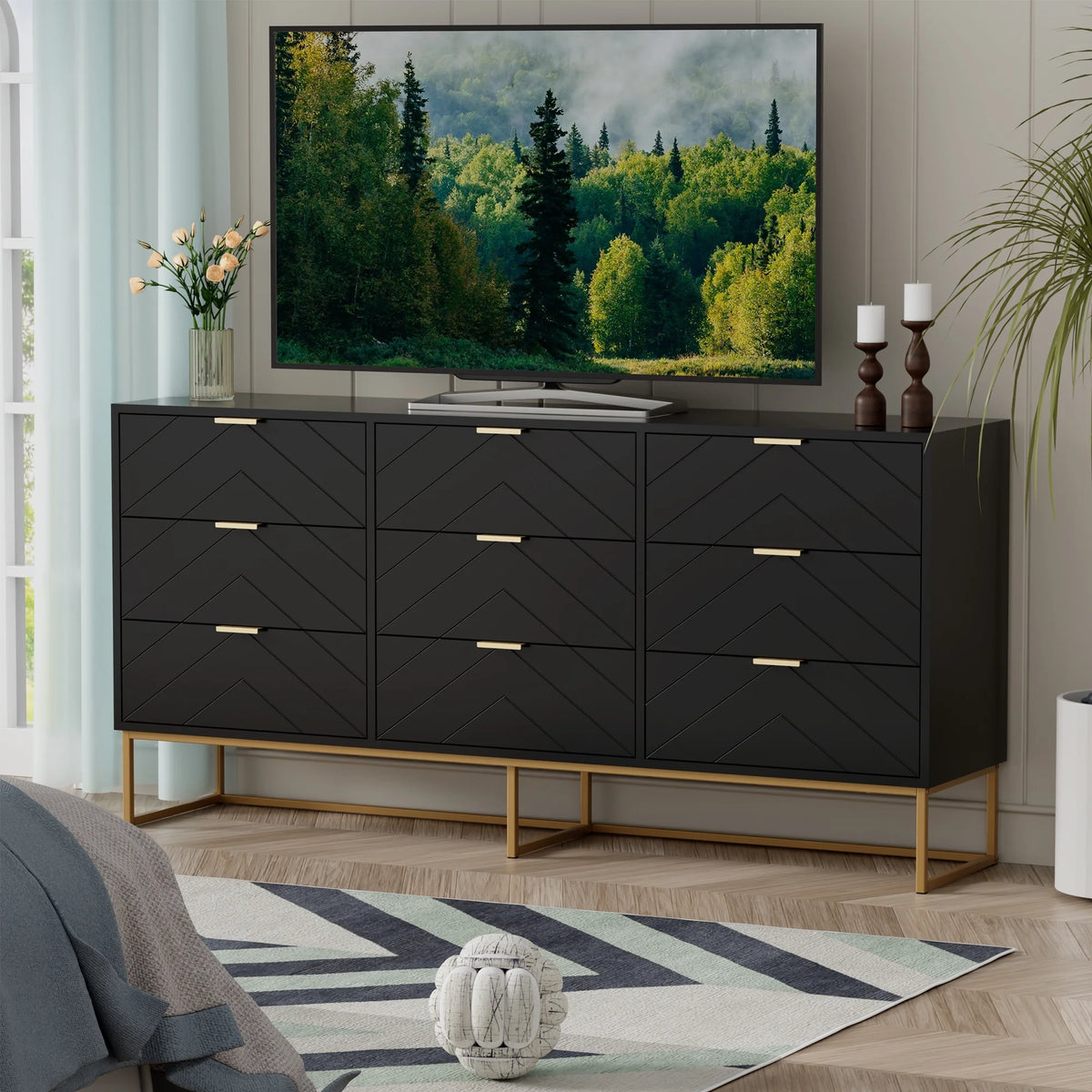 White 9 Drawer Wood Dresser G2330