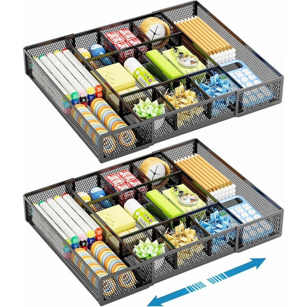 Mesh Drawer Organizer with 10 Adjustable Compartments D389