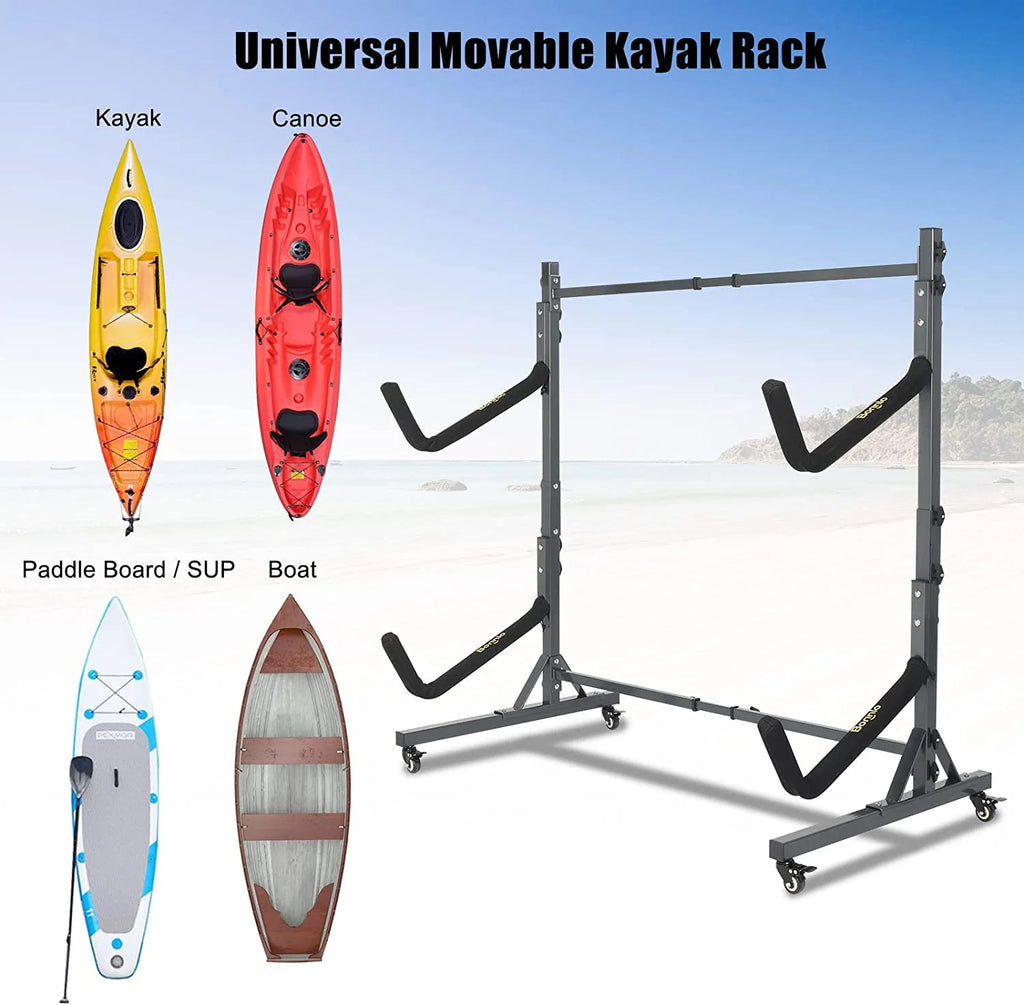Freestanding Kayak Storage Rack with Lockable Wheels Wide Adjustable Z70248