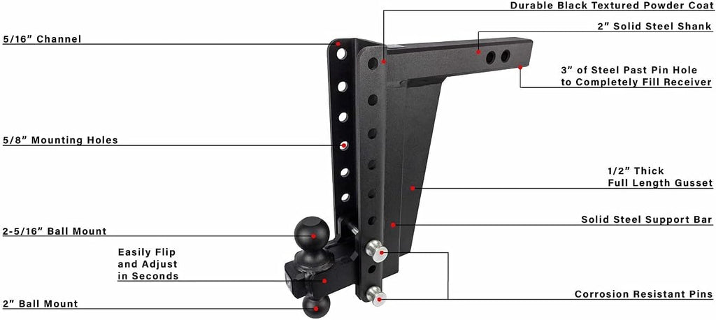 2" Adjustable Extreme Duty Trailer Hitch with Dual Ball B792
