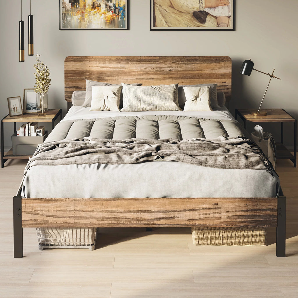 Queen Platform Bed Frame with Headboard O4179