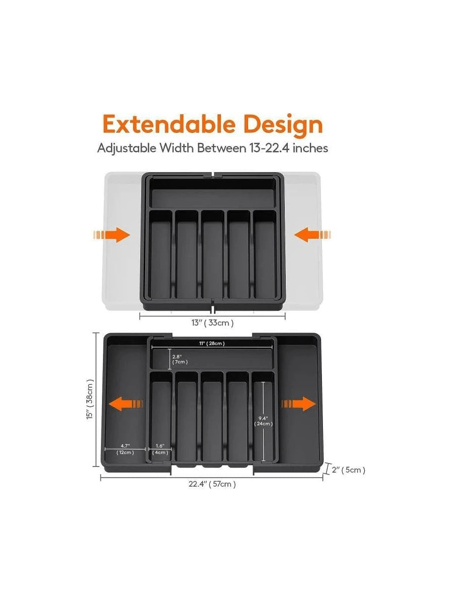 Expandable Black Silverware Utensil Organizer R122