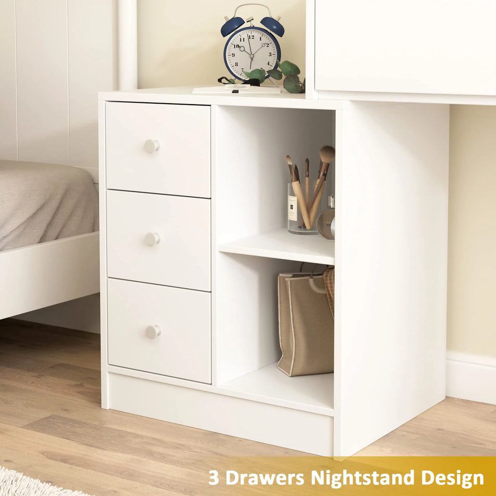 White Makeup Vanity with Lights and Mirror T3858