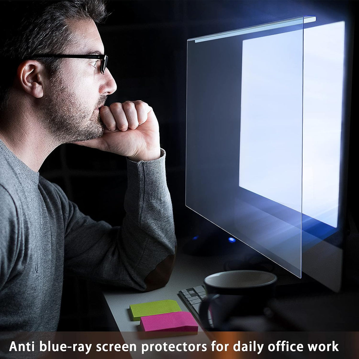 Blue Light Blocking Screen Protector for 25 and 27” Widescreen Monitors, Universal Size (24.5"x14") Pack of 2 B993