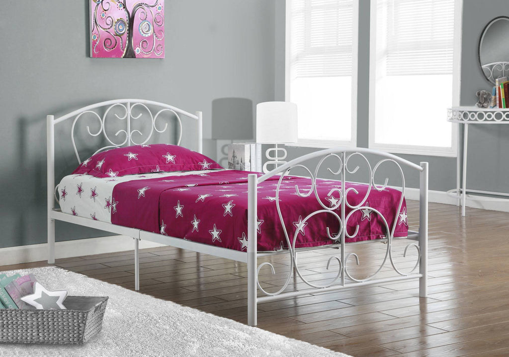 Matte White Rectangular Bed Frame Twin Size X518634