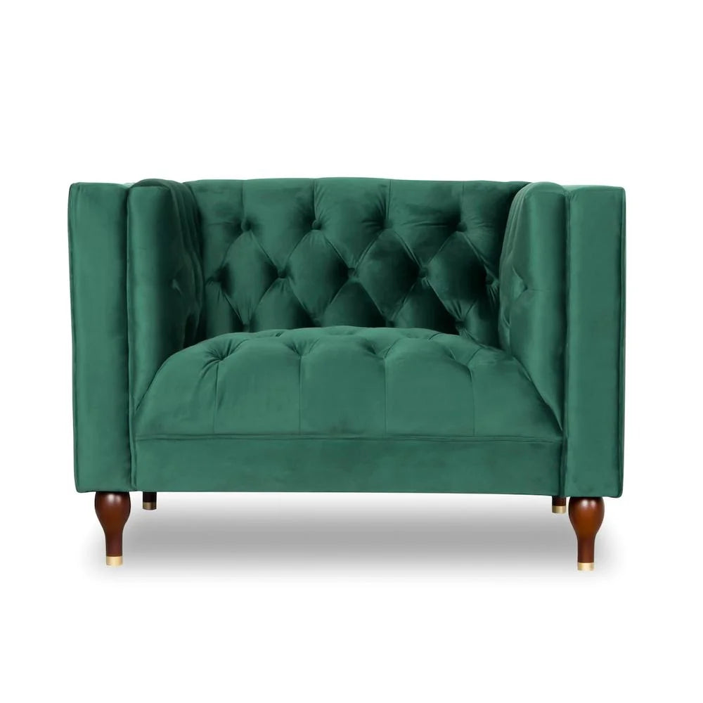 Dark Green Tufted Velvet Armchair Q9105