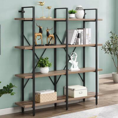 4-Tier Wide Metal Bookcase Y46456