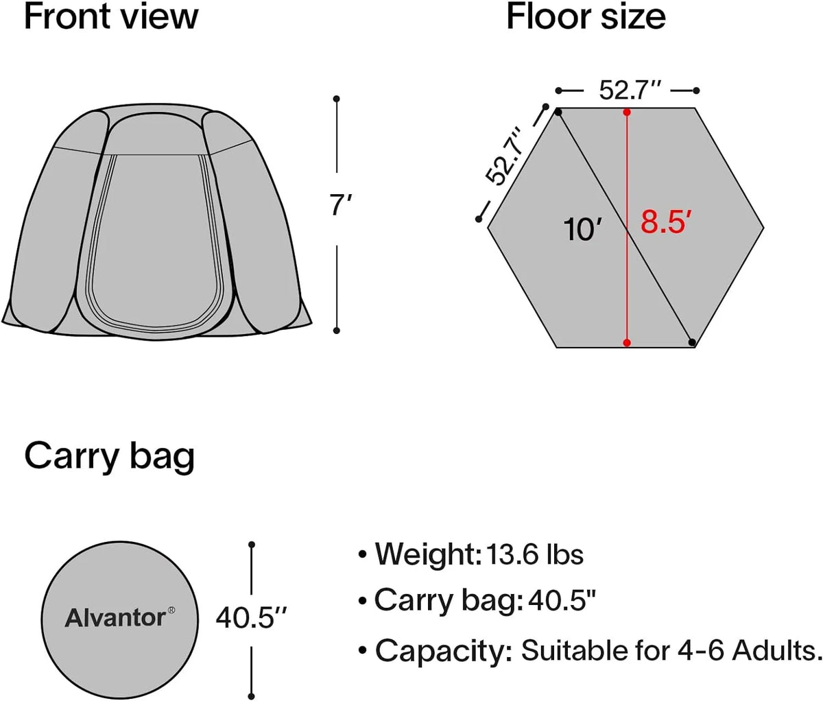 10' x 10' Sun Shade Canopy with Ventilated Mesh Walls P3841