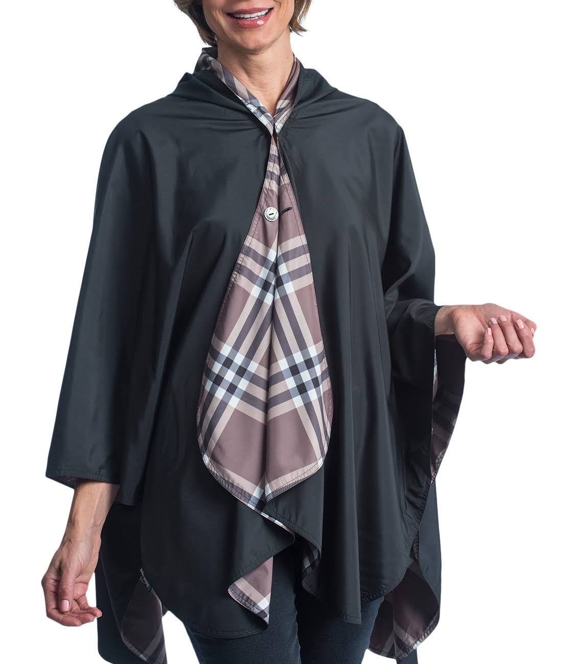 Black Plaid RainCaper A24886