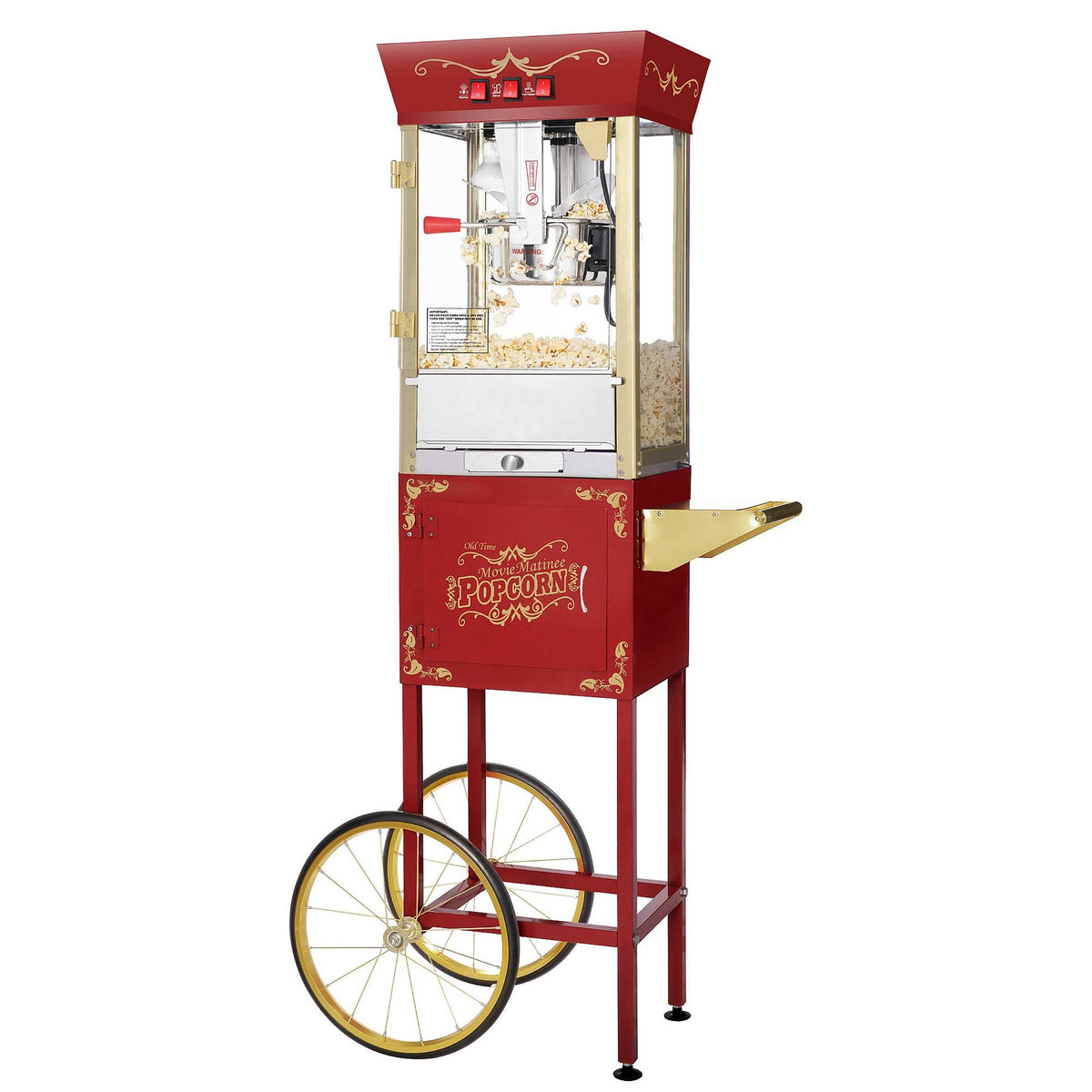 Red 1-Cup Oil Popcorn Maker Cart J4018