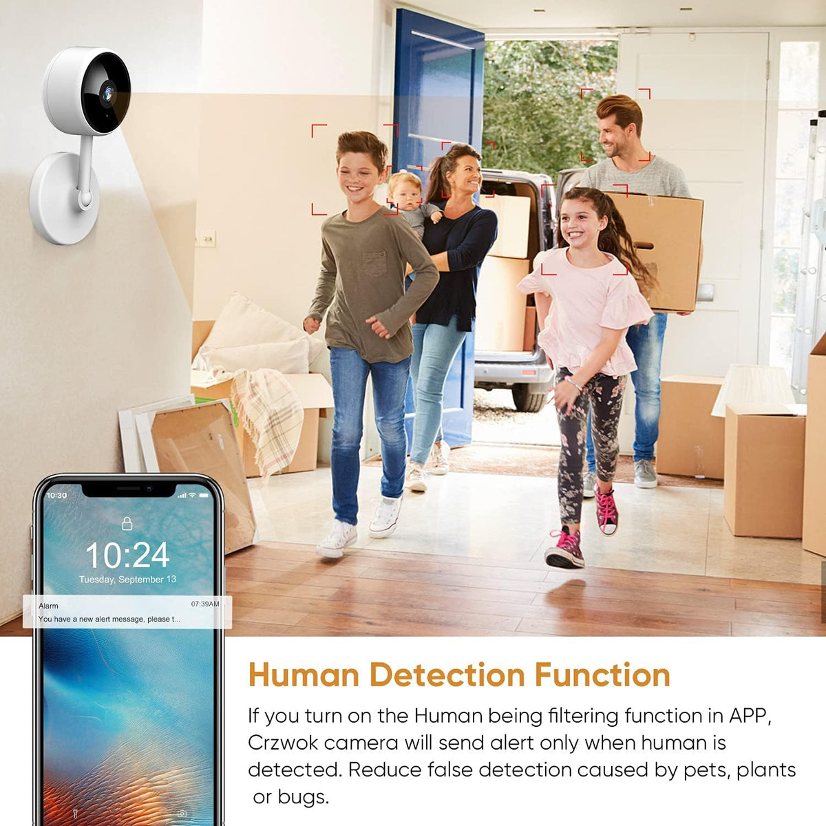 Indoor Security Camera 2 Pack, 1080P WiFi Camera with Night Vision, 2-Way Audio, Human Motion Detection V5901
