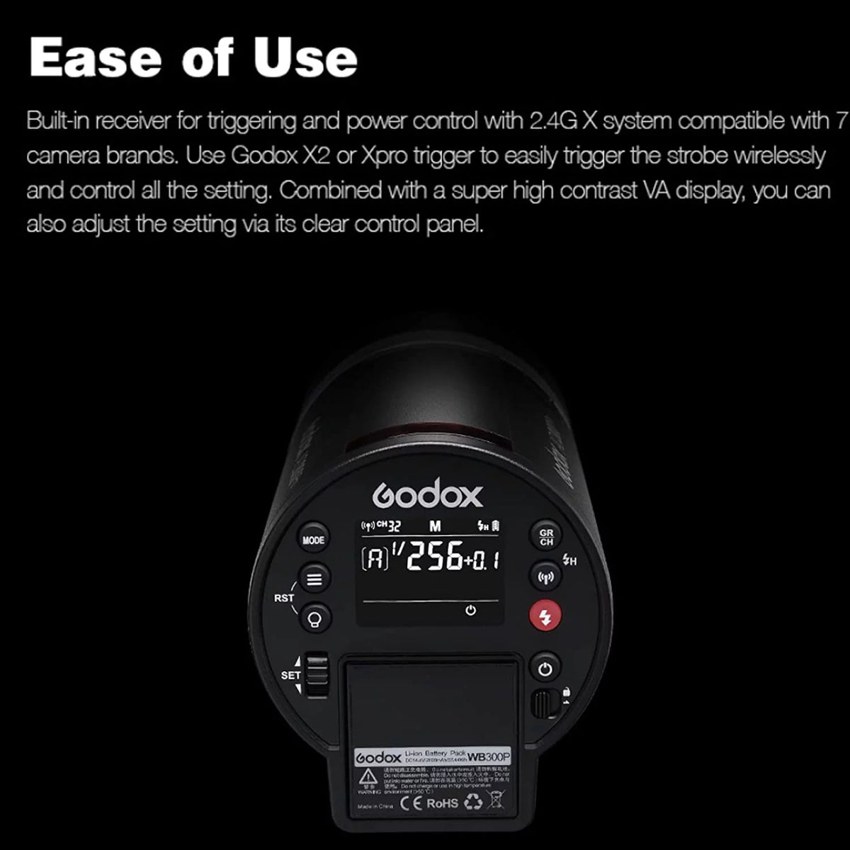 300W TTL Outdoor Flash with Bi-Color Modeling LED G650822