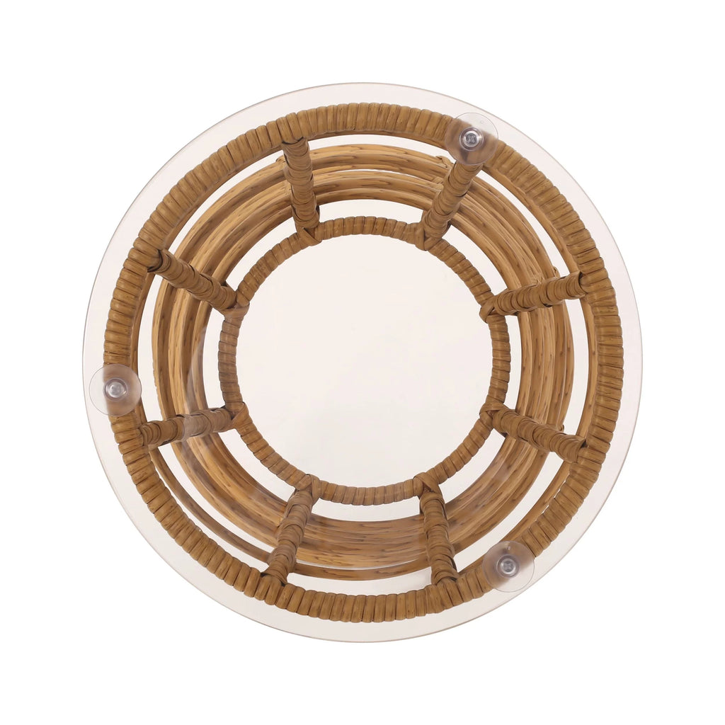 Outdoor Wicker Side Table Light Brown V5388