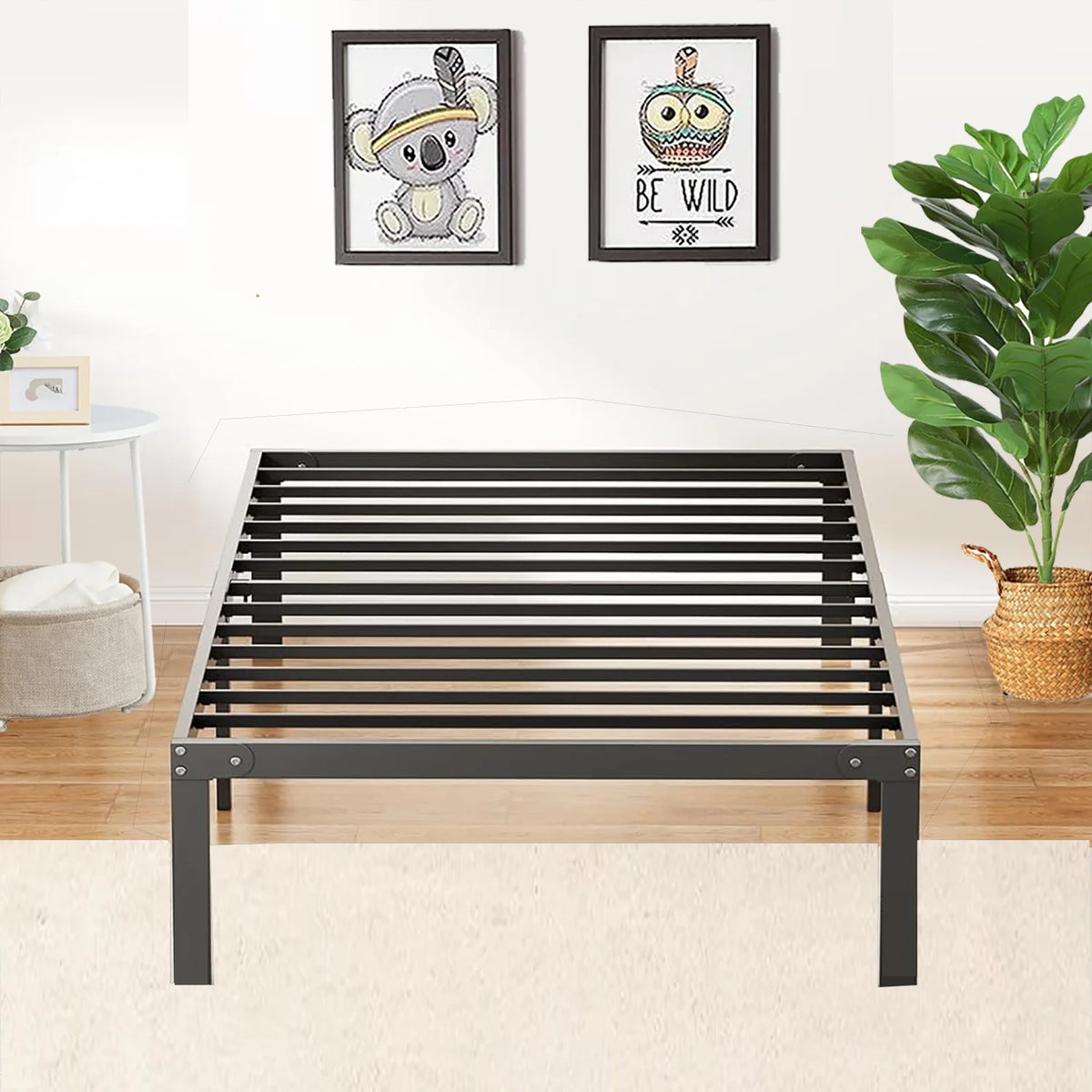 14 inch Black Metal Twin Bed Frame F13506