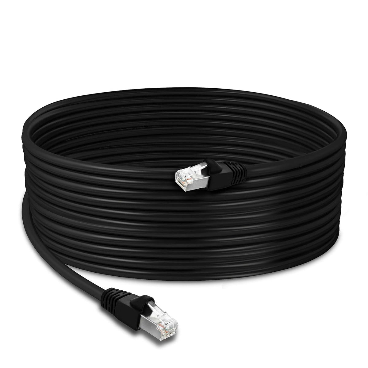 Cat6 Outdoor Ethernet Cable 150ft 23AWG Pure Copper FTP LLDPE Waterproof Direct Burial UV Resistant S119337