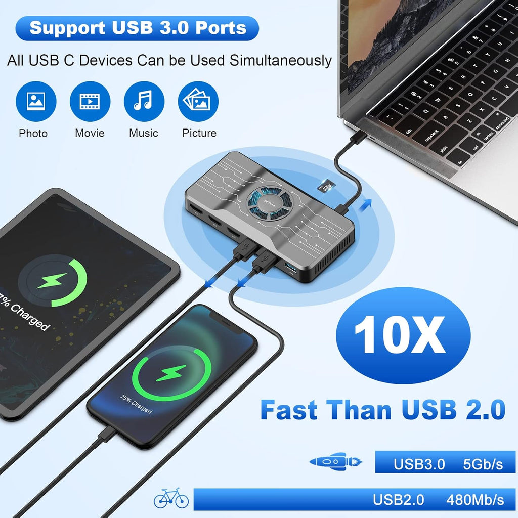 USB 3.0 Docking Station with RGB Cooling Fan I200