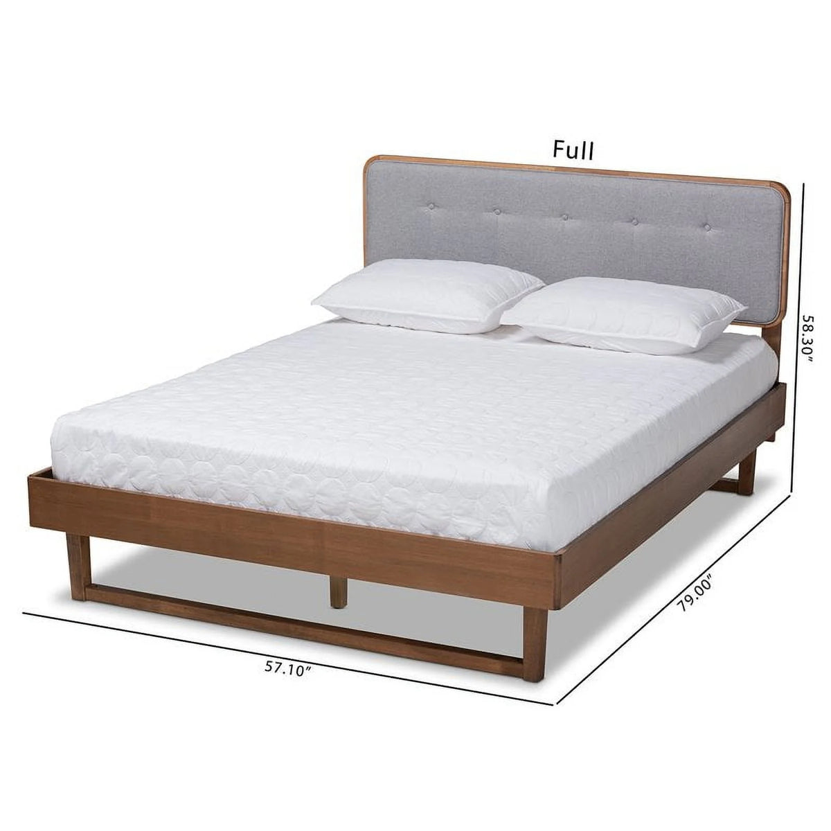 Gray Upholstered Wood Full Size Platform Bed S808