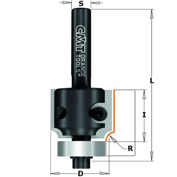 Carbide Roundover Bit 1/4-Inch Radius 1-1/8-inch Diameter 1/4-Inch Shank C27259