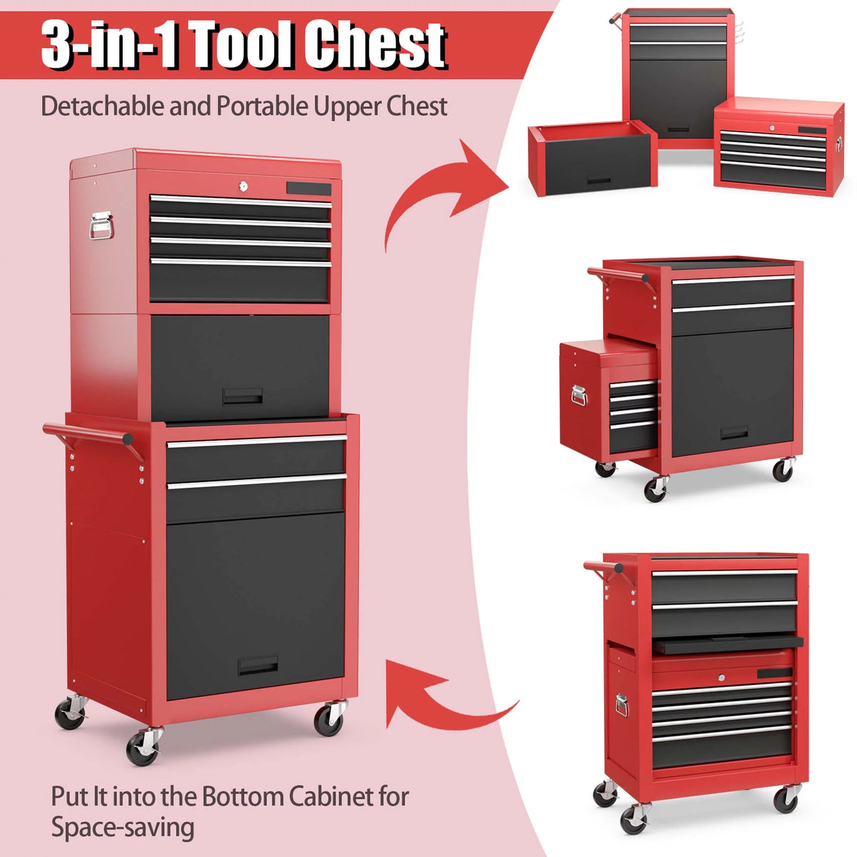6 Drawer Rolling Tool Chest Storage Cabinet G19302