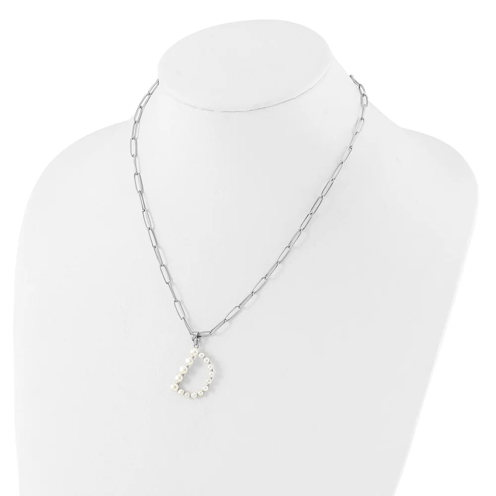 Sterling Silver Pearl Letter D Necklace N7509