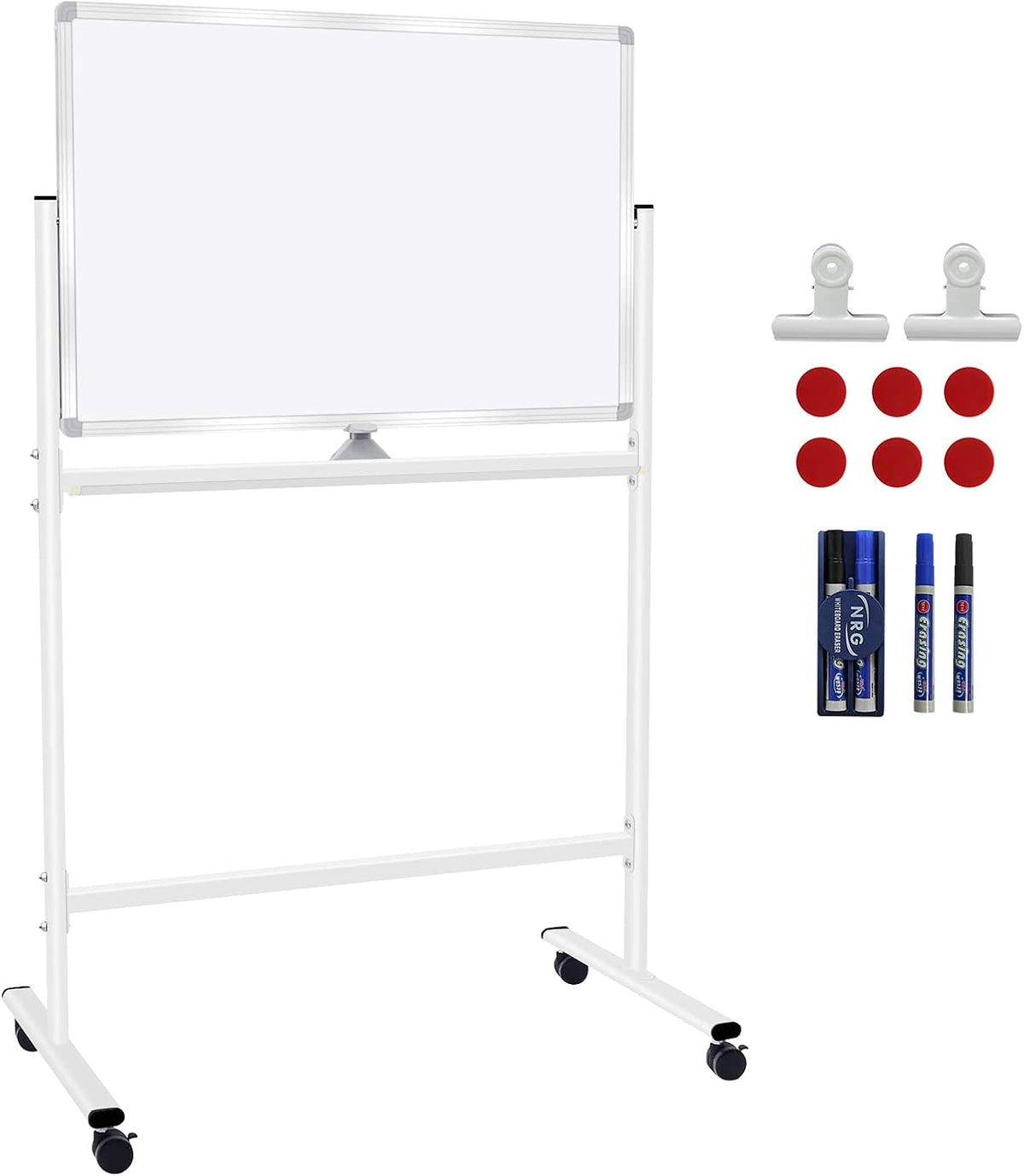 36x24 Double Sided Magnetic Dry Erase Board on Wheels with Stand A756144