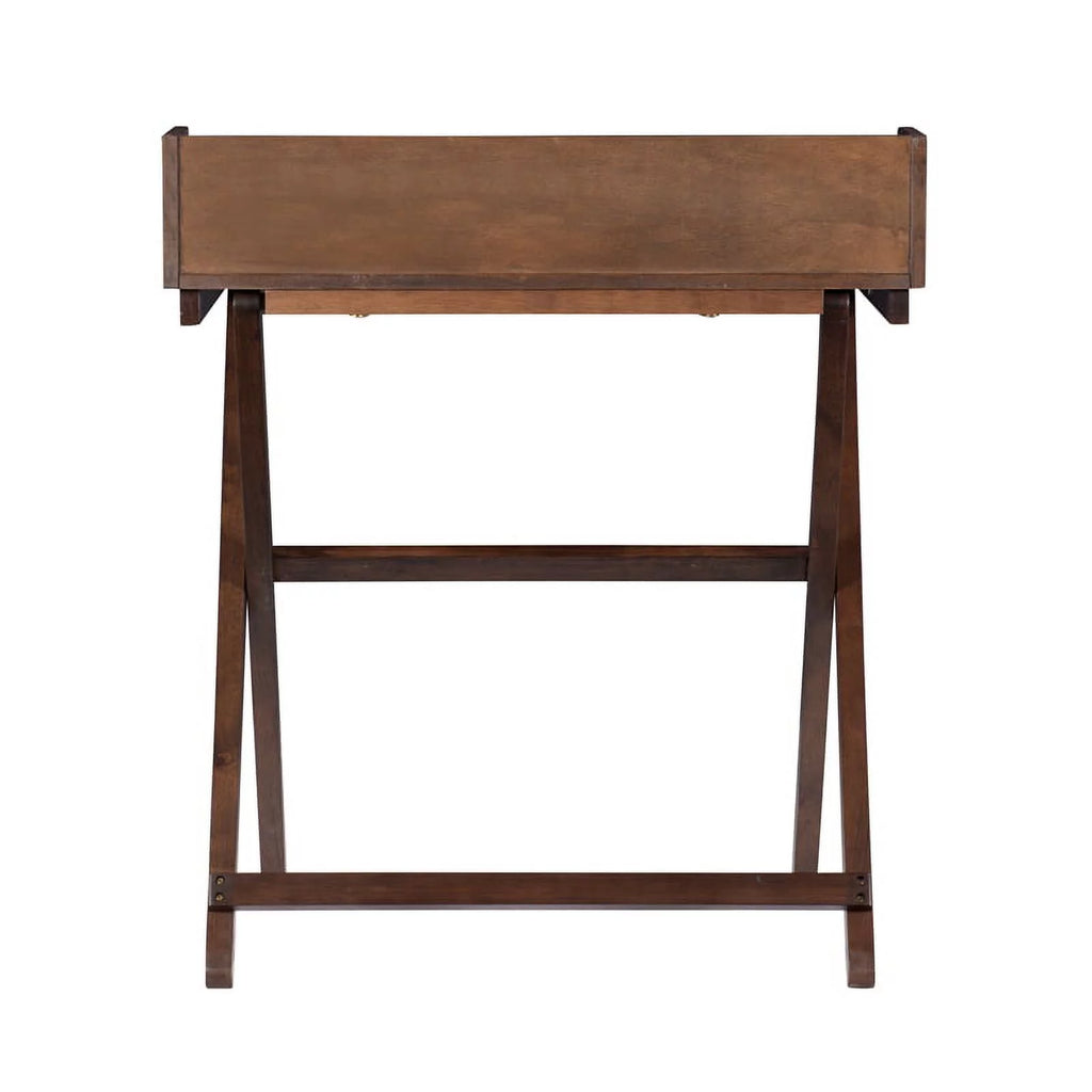 Wood Folding Desk in Antique Walnut Brown D7271