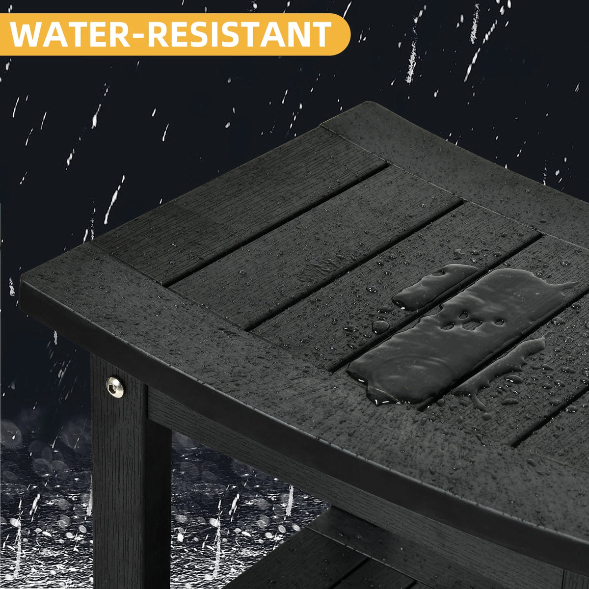 Black Waterproof Poly Lumber Shower Bench with Shelf O72484