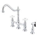 Polished Chrome Bridge Faucet with Side Spray E174