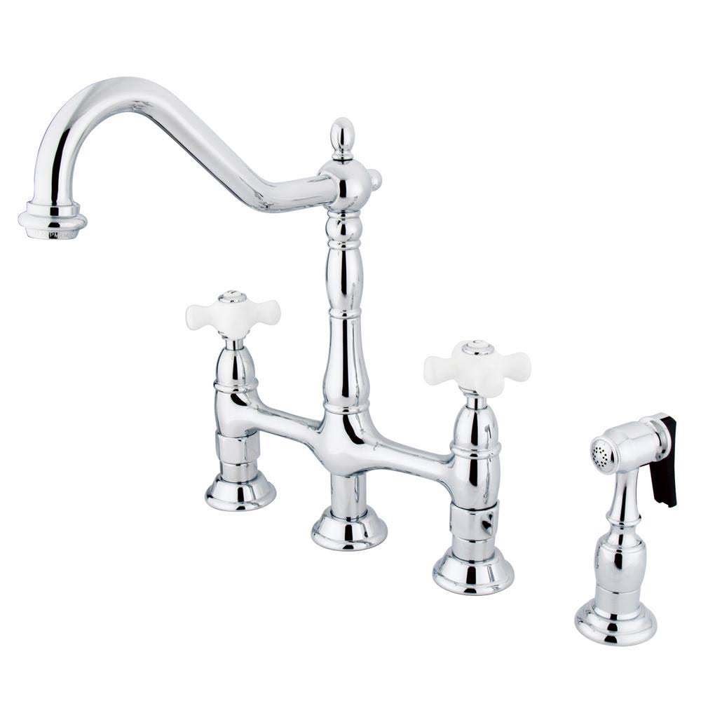 Polished Chrome Bridge Faucet with Side Spray E174