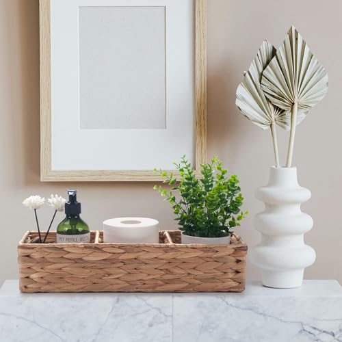 Water Hyacinth Wicker Basket with 3 Dividers 16.5inch x 5.5inch x 3.5inch S483