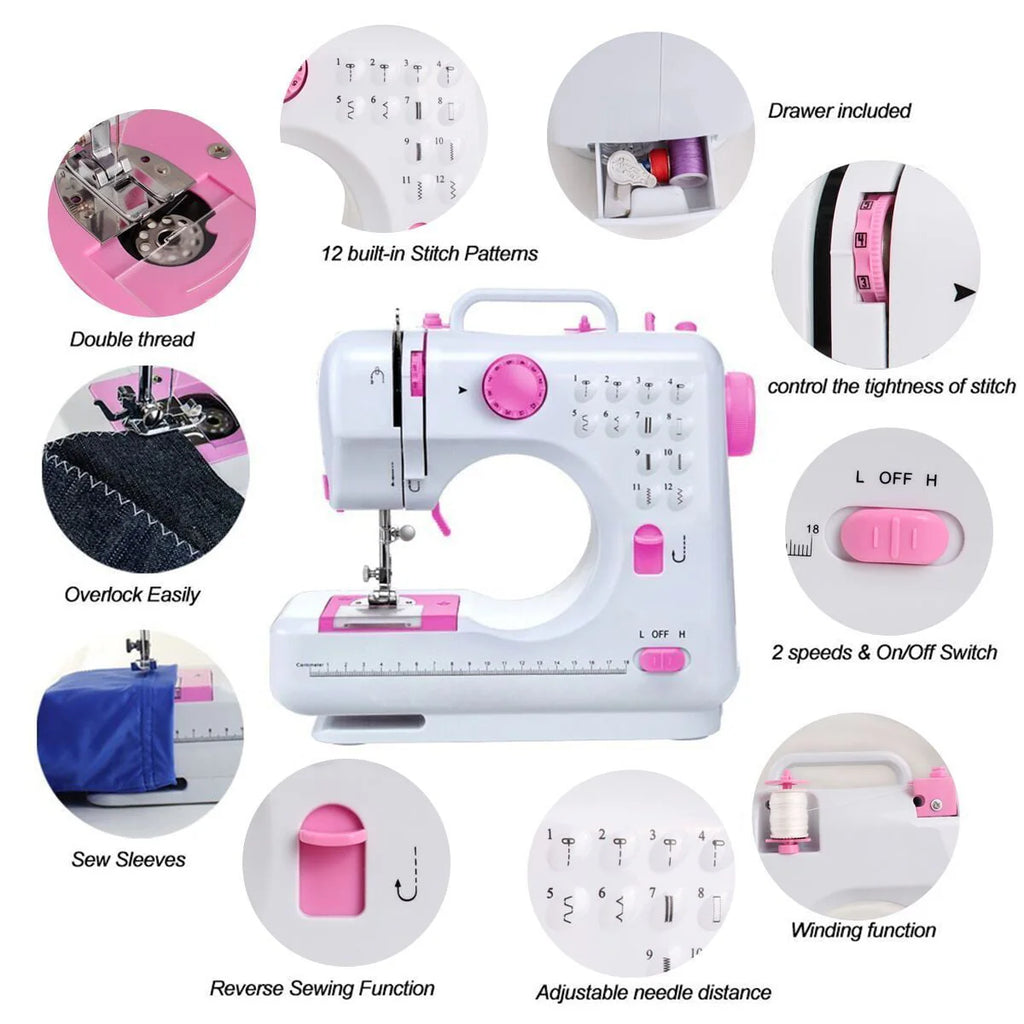 Sewing Machine with 12 Built-In Stitches White U85334