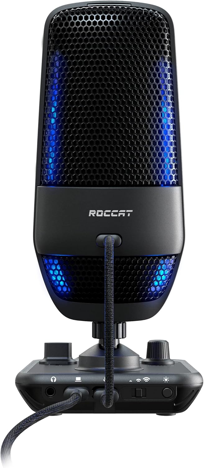 Black USB Microphone with RGB AIMO Lighting A807511