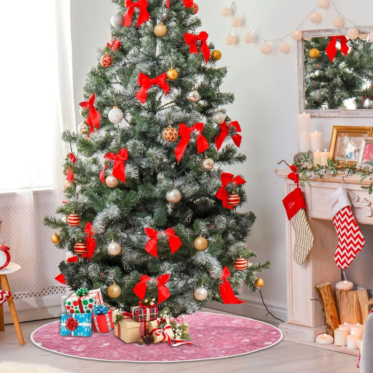 Glitter Blush Pink 47.2" Suede Christmas Tree Skirt J779458