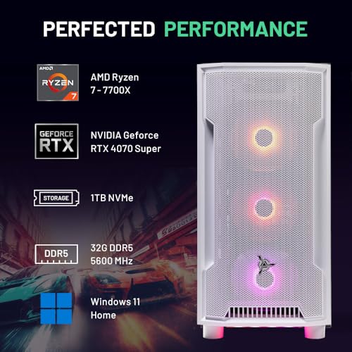 Ryzen 7 7700X RTX 4070 Super 12GB 1TB SSD 32GB DDR5 RAM Gaming PC Desktop Y57805