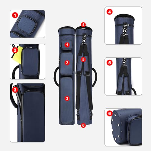 12-Hole Nylon Pool Cue Case, Black/Blue W70058