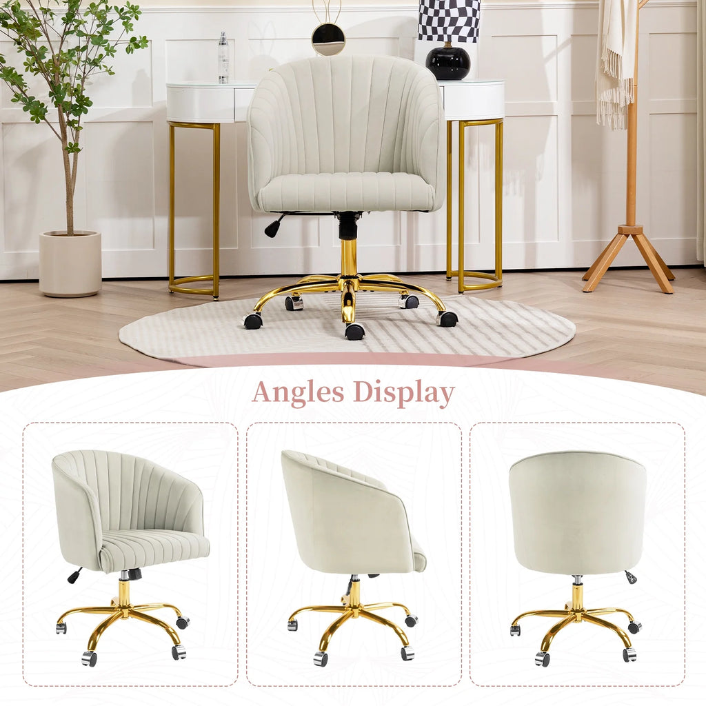 Velvet Swivel Office Chair with Wheels L487