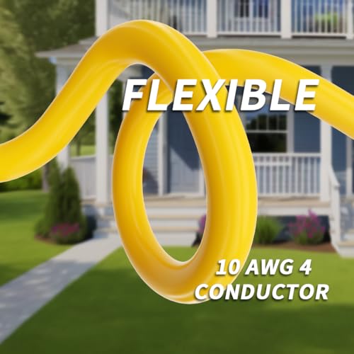 40FT 30 Amp Generator Extension Cord 4 Prong 10 Gauge STW 125/250V Twist Lock Yellow D715661
